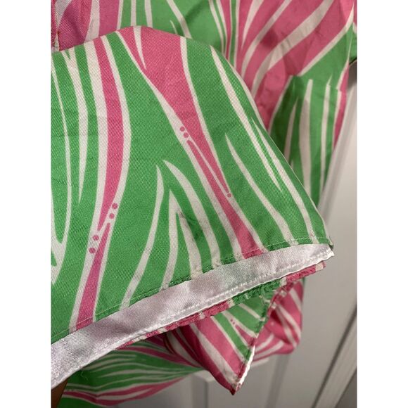 Lilly Pulitzer Pink and Green Leaf Silk Dress Size 10 - Picture 5 of 11